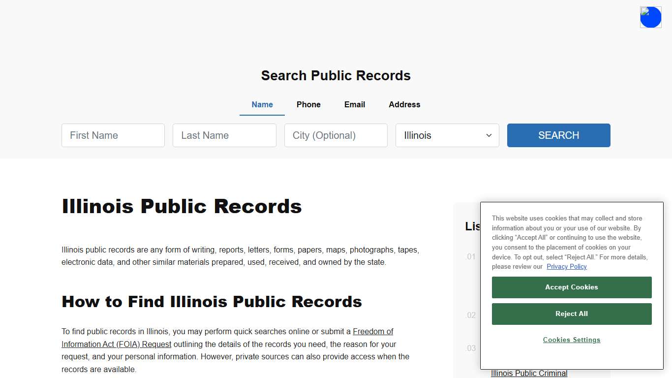 Illinois Public Records Online - ThePublicIndex