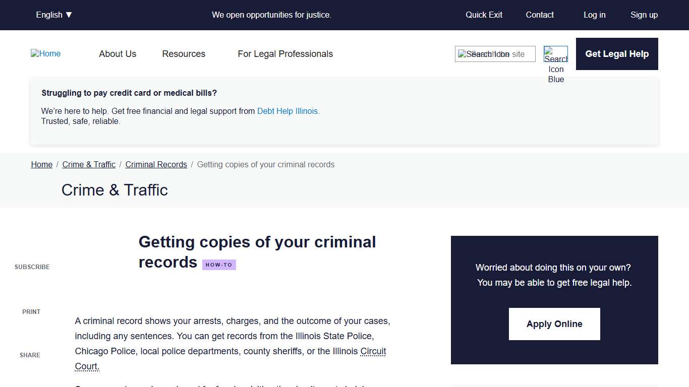 Getting copies of your criminal records | Illinois Legal Aid Online
