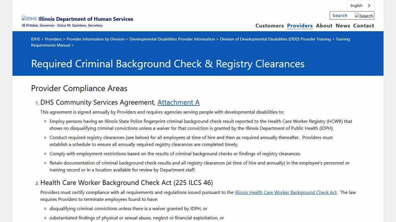 IDHS: Required Criminal Background Check & Registry Clearances